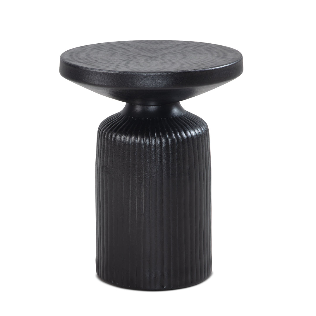 Eleganter Beistelltisch Schwarz_ 40x40x50 cm_ rund_ Hammerschlag-Design - KADIMA DESIGN_Größe_ 40x40x50 cm_