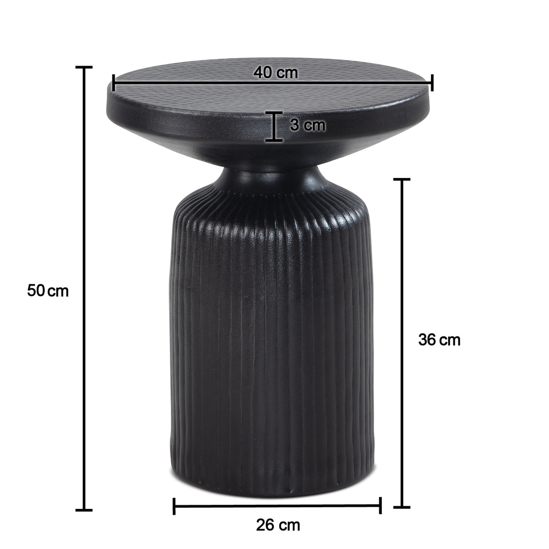Eleganter Beistelltisch Schwarz_ 40x40x50 cm_ rund_ Hammerschlag-Design - KADIMA DESIGN_Größe_ 40x40x50 cm_