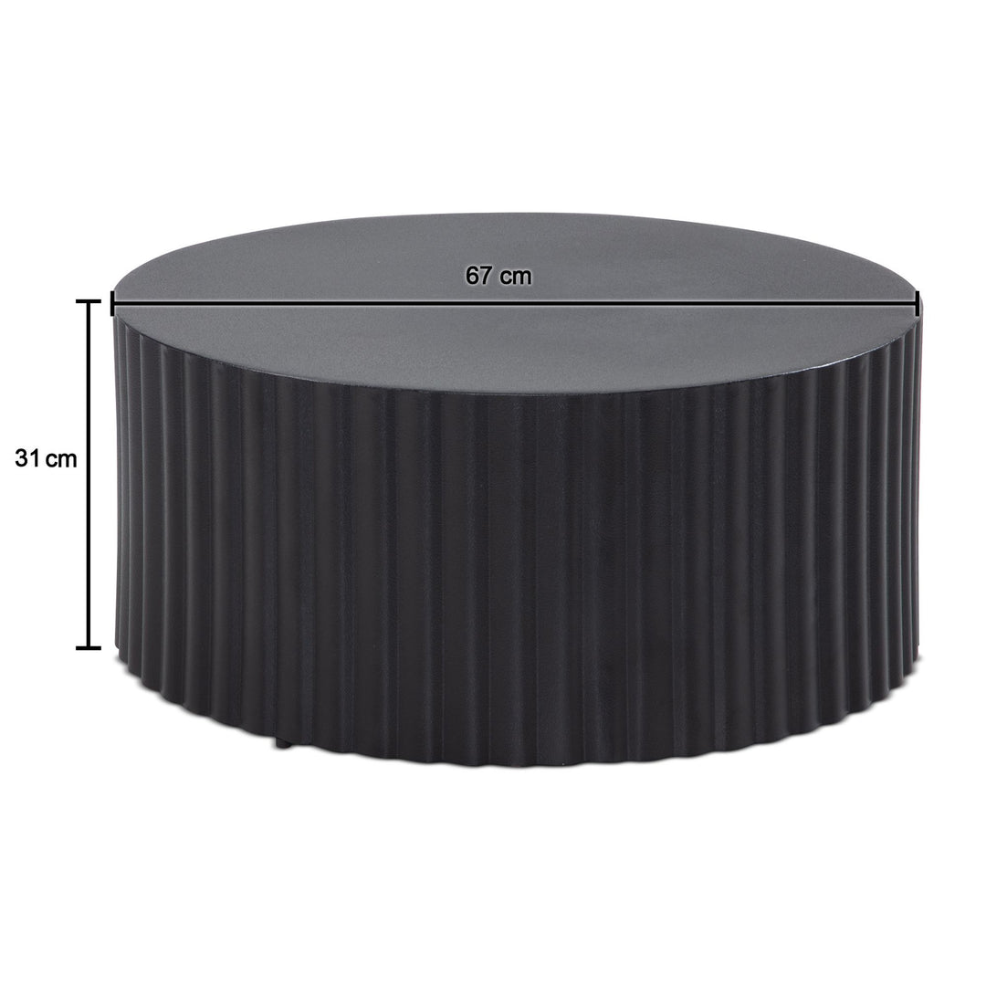 Runder Sofatisch mit Wellen-Muster_ Couchtisch Metall Schwarz 67x67x31 cm - KADIMA DESIGN_Größe_ 67x67x31 cm_