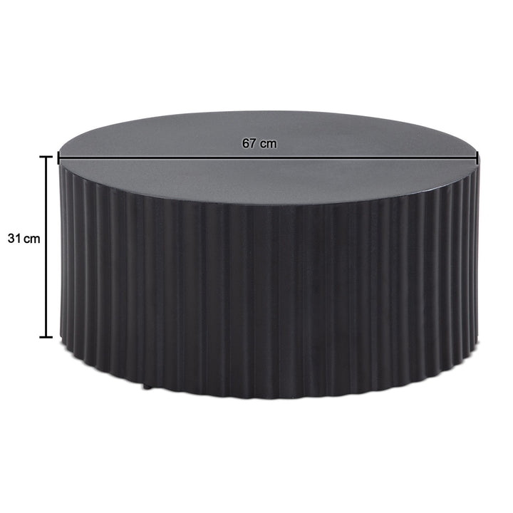 Runder Sofatisch mit Wellen-Muster_ Couchtisch Metall Schwarz 67x67x31 cm - KADIMA DESIGN_Größe_ 67x67x31 cm_
