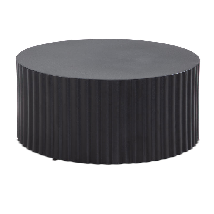 Runder Sofatisch mit Wellen-Muster_ Couchtisch Metall Schwarz 67x67x31 cm - KADIMA DESIGN_Größe_ 67x67x31 cm_