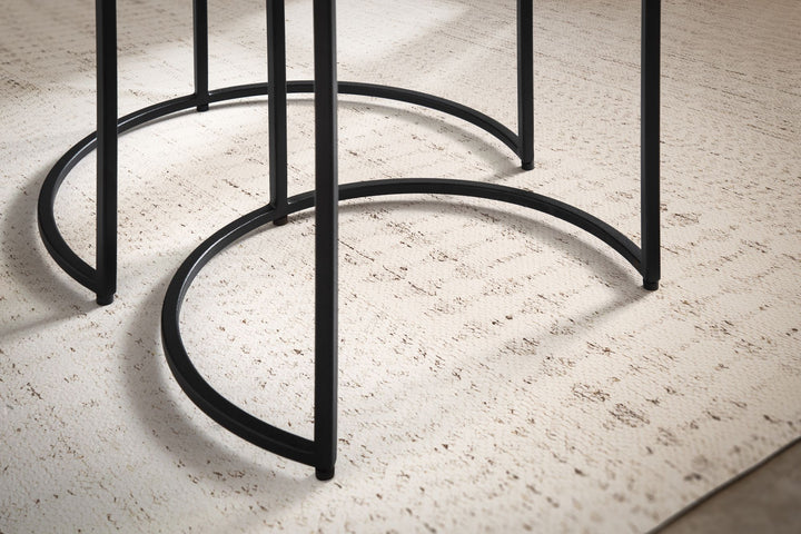 Eleganter Satztisch Metall Rund_ 3er Set_ Aluminium Gold/Schwarz - KADIMA DESIGN_Größe_ 45x45x55 cm_
