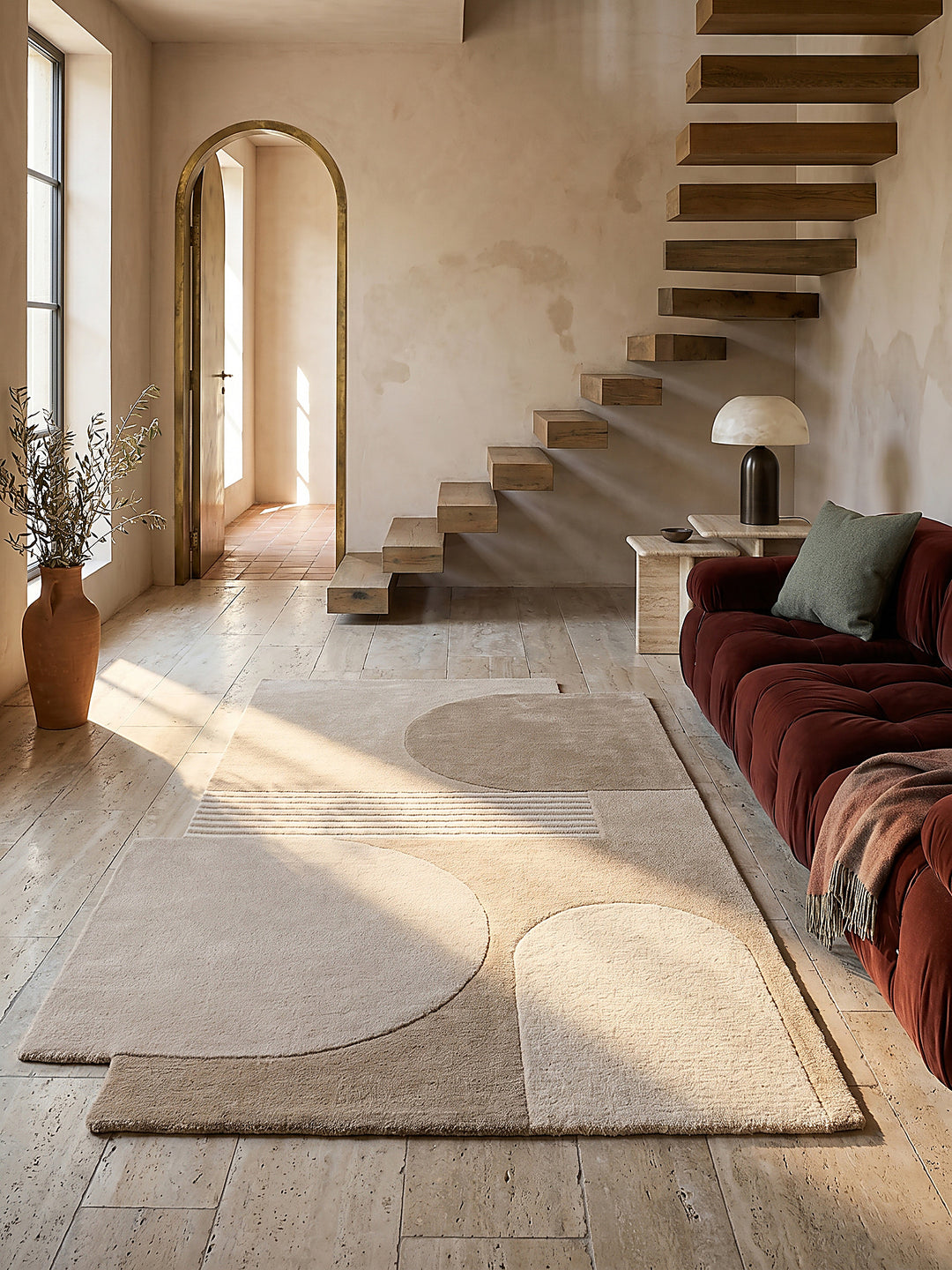 Teppich Natur rechteckig im modernen Wohnzimmer_
