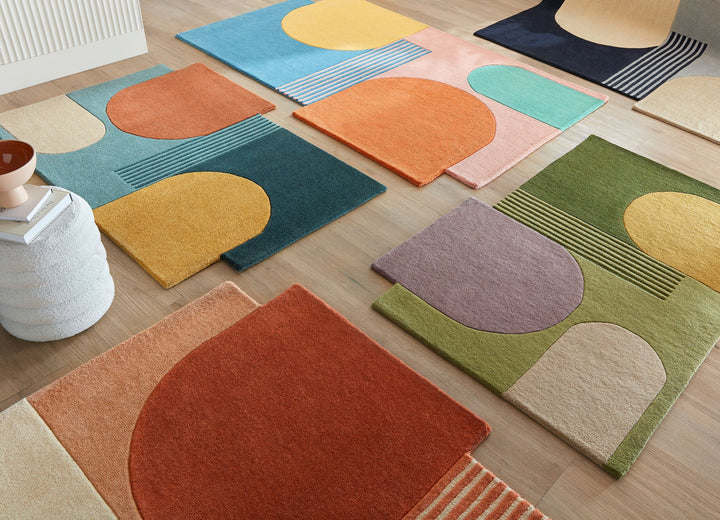 Wollteppich modern - abstrakt - rutschfest - Teppich 100% Wolle_Multi_Rechteckig_