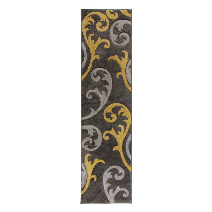 Abstrakter Floral - Teppich in Gelb-Grau_ Kollektion NIDD OLIVIA von Kadima Design _Gelb-Grau_#sku_BARK503119364038-BARK503119371026#