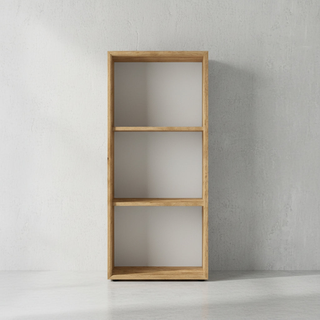 Aktenregal "Muenchen" 3 Ordnerhöhen &amp; Glasauflage (Oben) Chalet-Eiche-Nb./Weiß_