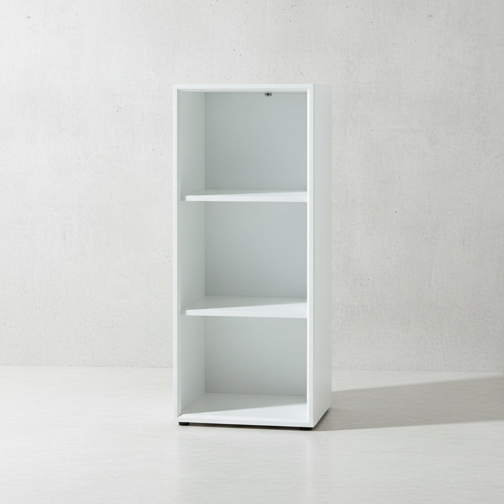 Aktenregal "Muenchen" 3 Ordnerhöhen &amp; Glasauflage (Oben) Weiß_