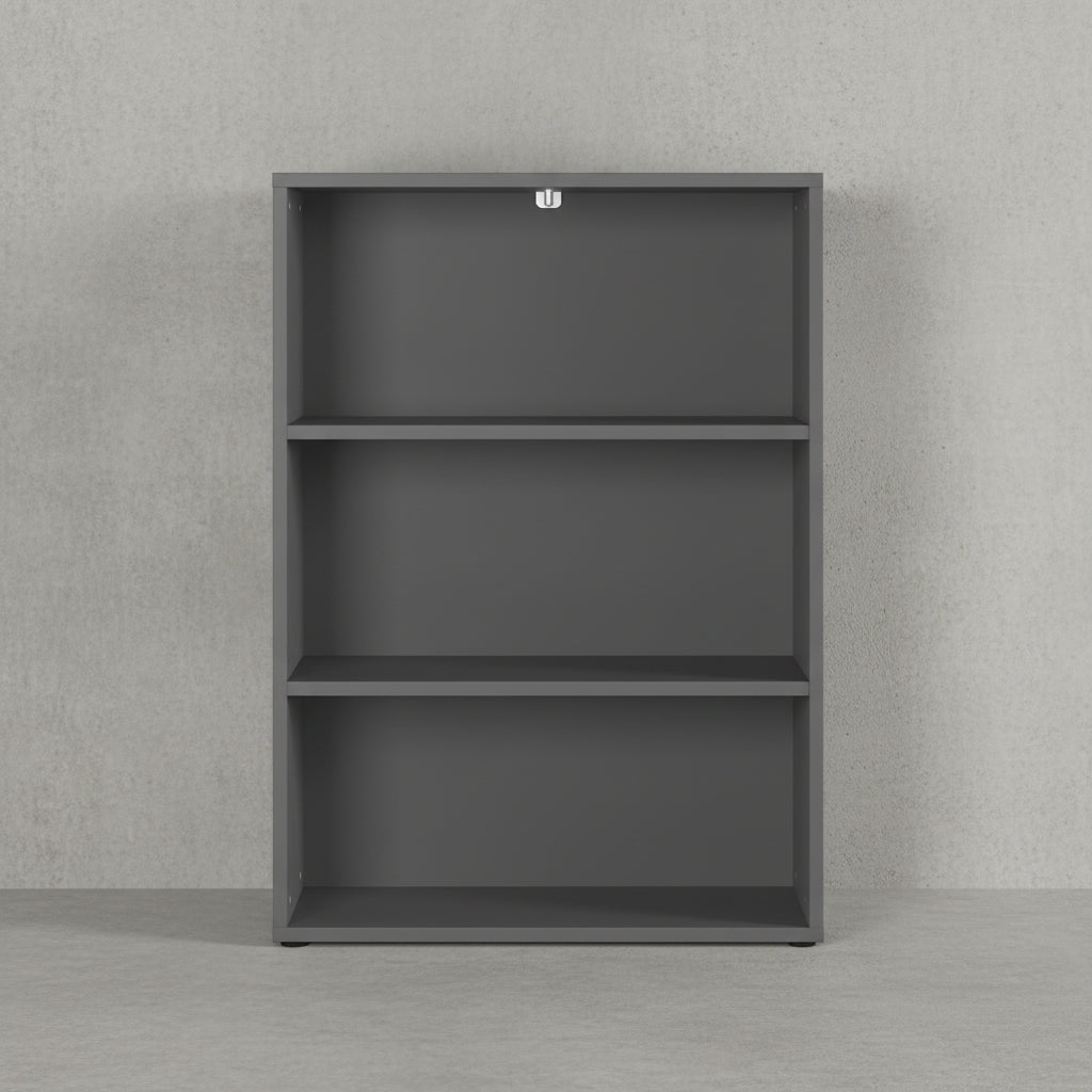 Aktenregal Universal 80cm | 3 Ordnerhöhen (2 Böden) - Graphit - Extra Stabil 30kg | Büroregal Made in Germany | Büromöbel "Frankfurt" Kadima Design_