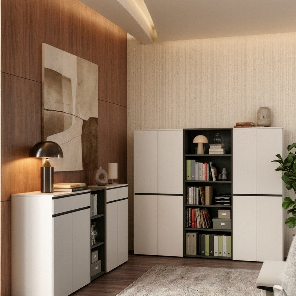 Aktenregal Universal schmal | 45x120x40 cm | Bücherregal Graphit | 30kg belastbar | Nischenregal Made in Germany | Büromöbel "Frankfurt" Kadima Design