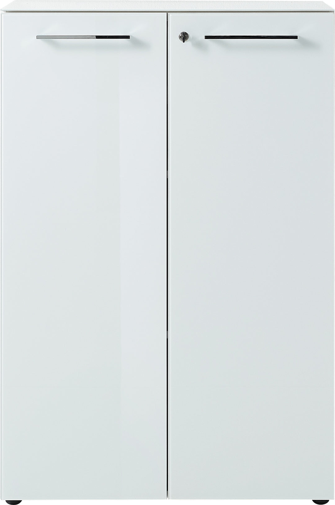 Aktenschrank Abschließbar | 80x120x37 cm (3 Ordnerhöhen) | Glasfront ESG Soft-Close | Büroschrank Weiß | Made in Germany | Serie MUENCHEN Kadima Design_