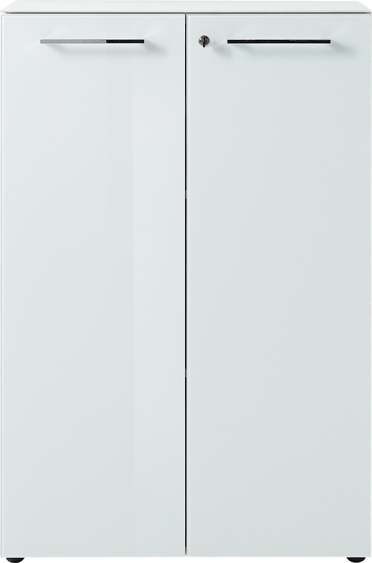 Aktenschrank Abschließbar | 80x120x37 cm (3 Ordnerhöhen) | Glasfront ESG Soft-Close | Büroschrank Weiß | Made in Germany | Serie MUENCHEN Kadima Design