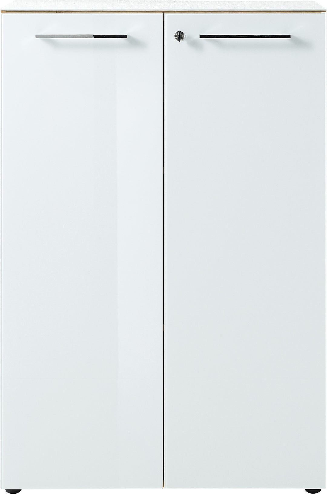 Aktenschrank Abschließbar | 80x120x37 cm | Glasfront ESG Soft-Close | Büroschrank Chalet-Eiche-Nb./Weiß | Made in Germany Kadima Design_