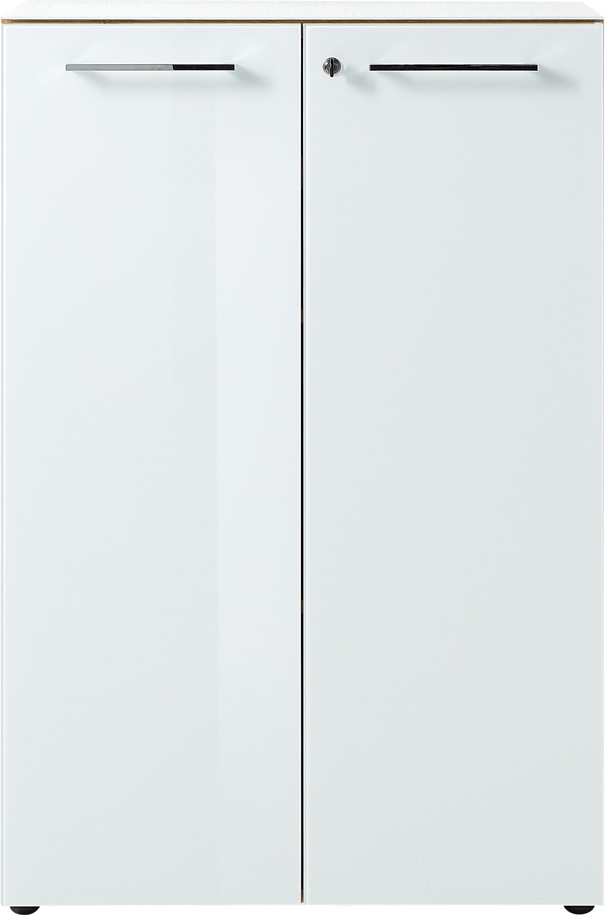 Aktenschrank Abschließbar | 80x120x37 cm | Glasfront ESG Soft-Close | Büroschrank Chalet-Eiche-Nb./Weiß | Made in Germany Kadima Design_