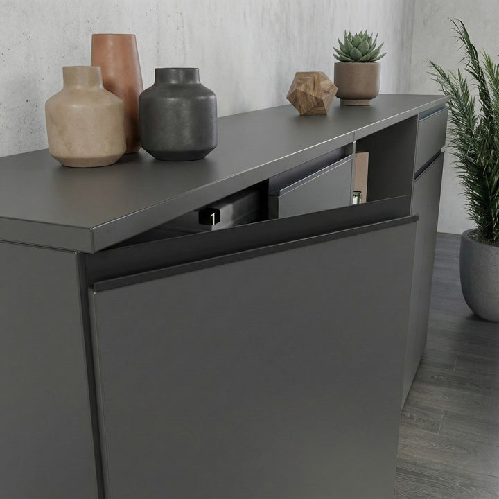 Aktenschrank 2-türig Soft-Close - 3 Ordnerhöhen 81x120x40 cm Graphit_