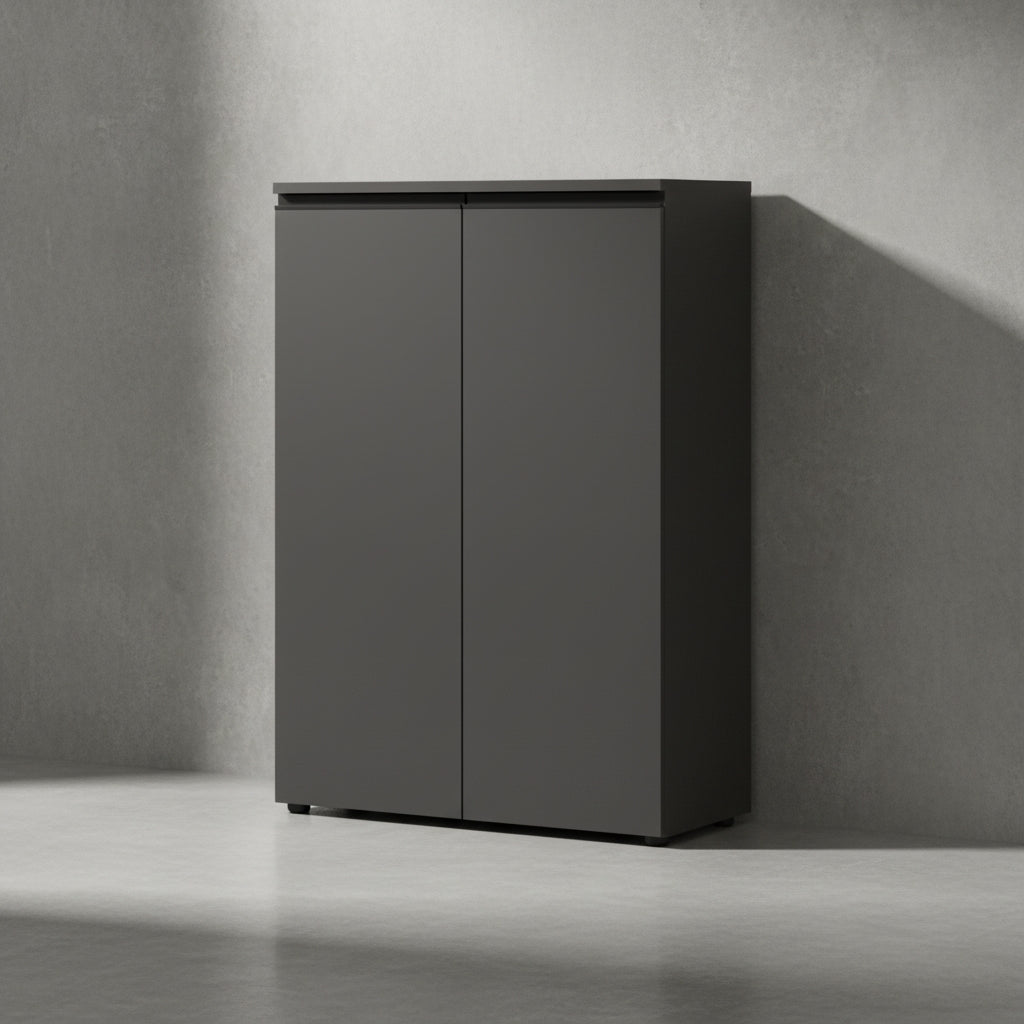 Aktenschrank 2-türig Soft-Close - 3 Ordnerhöhen 81x120x40 cm Graphit_