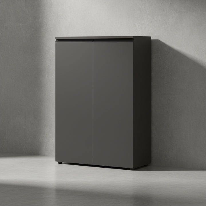 Aktenschrank 2-türig Soft-Close - 3 Ordnerhöhen 81x120x40 cm Graphit_