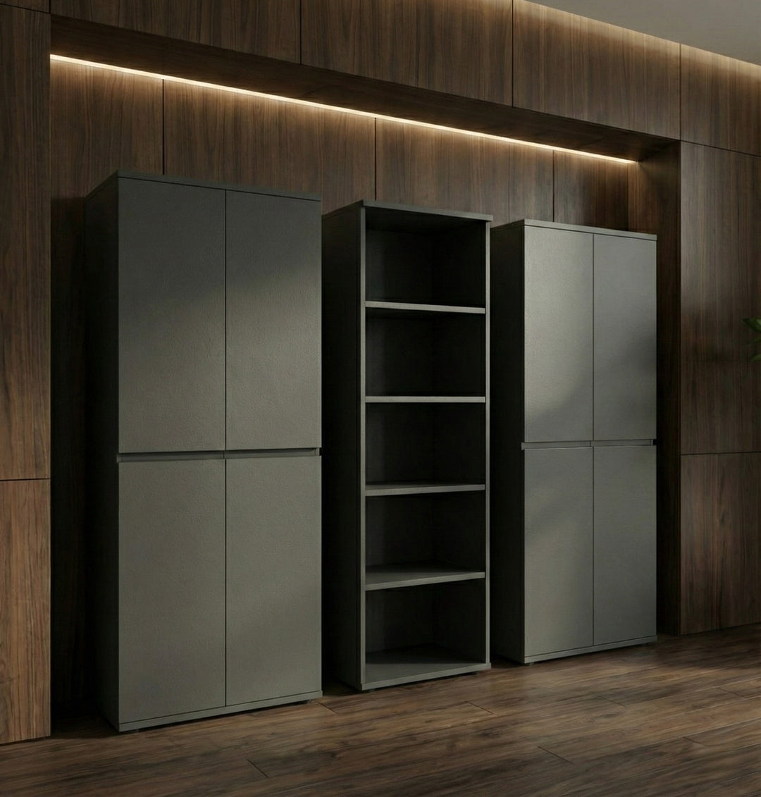 Aktenschrank 197 cm hoch - 5 Ordnerhöhen - Soft-Close - Büro - Hochschrank_