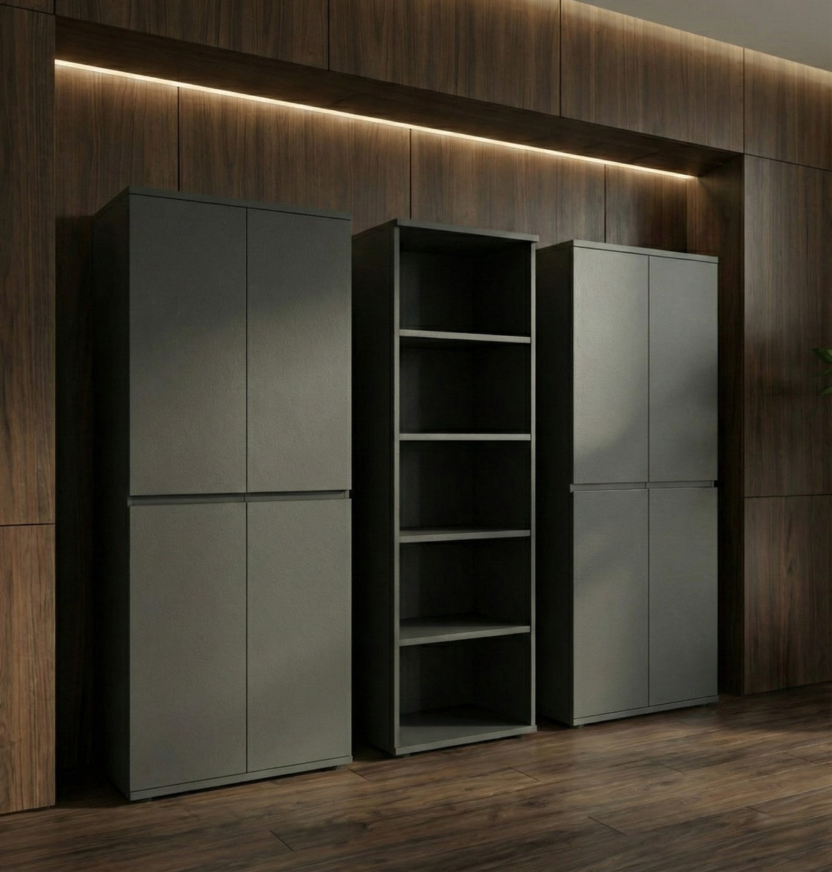 Aktenschrank 197 cm hoch - 5 Ordnerhöhen - Soft-Close - Büro - Hochschrank