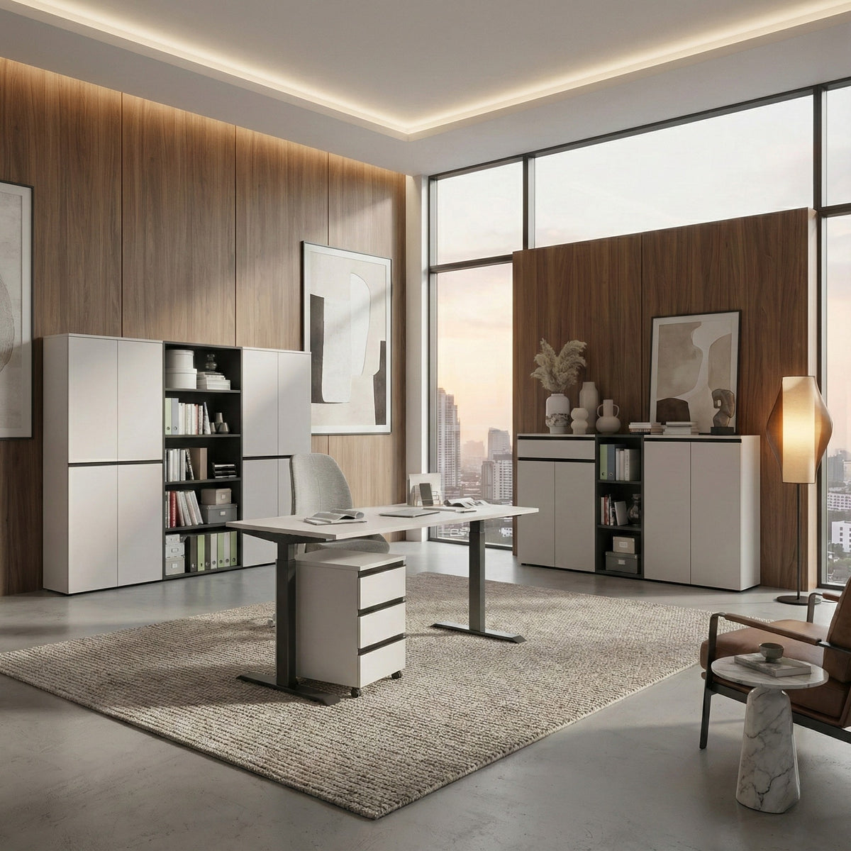 Aktenschrank 197 cm hoch - 5 Ordnerhöhen - Soft-Close - Büro - Hochschrank_