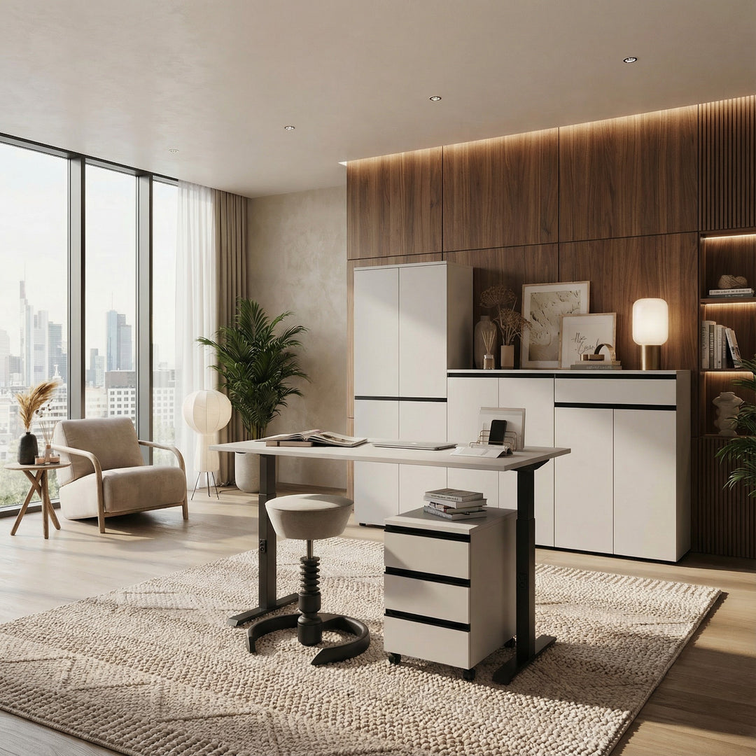 Aktenschrank 197 cm hoch - 5 Ordnerhöhen - Soft-Close - Büro - Hochschrank_