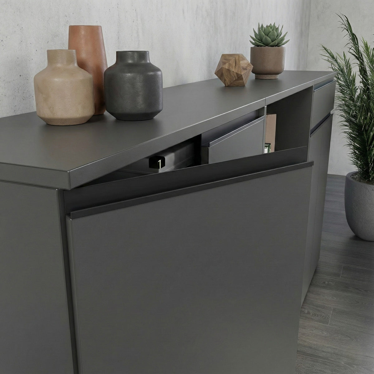 Aktenschrank mit Schublade Soft-Close 80x120x40 cm Graphit