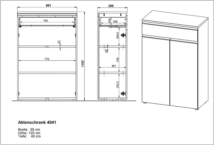 Aktenschrank mit Schublade &amp;amp; Türen Soft-Close | 81x120x40 cm | Graphit matt | Büroschrank Made in Germany | Büromöbel &amp;quot;Stuttgart&amp;quot; Kadima Design_