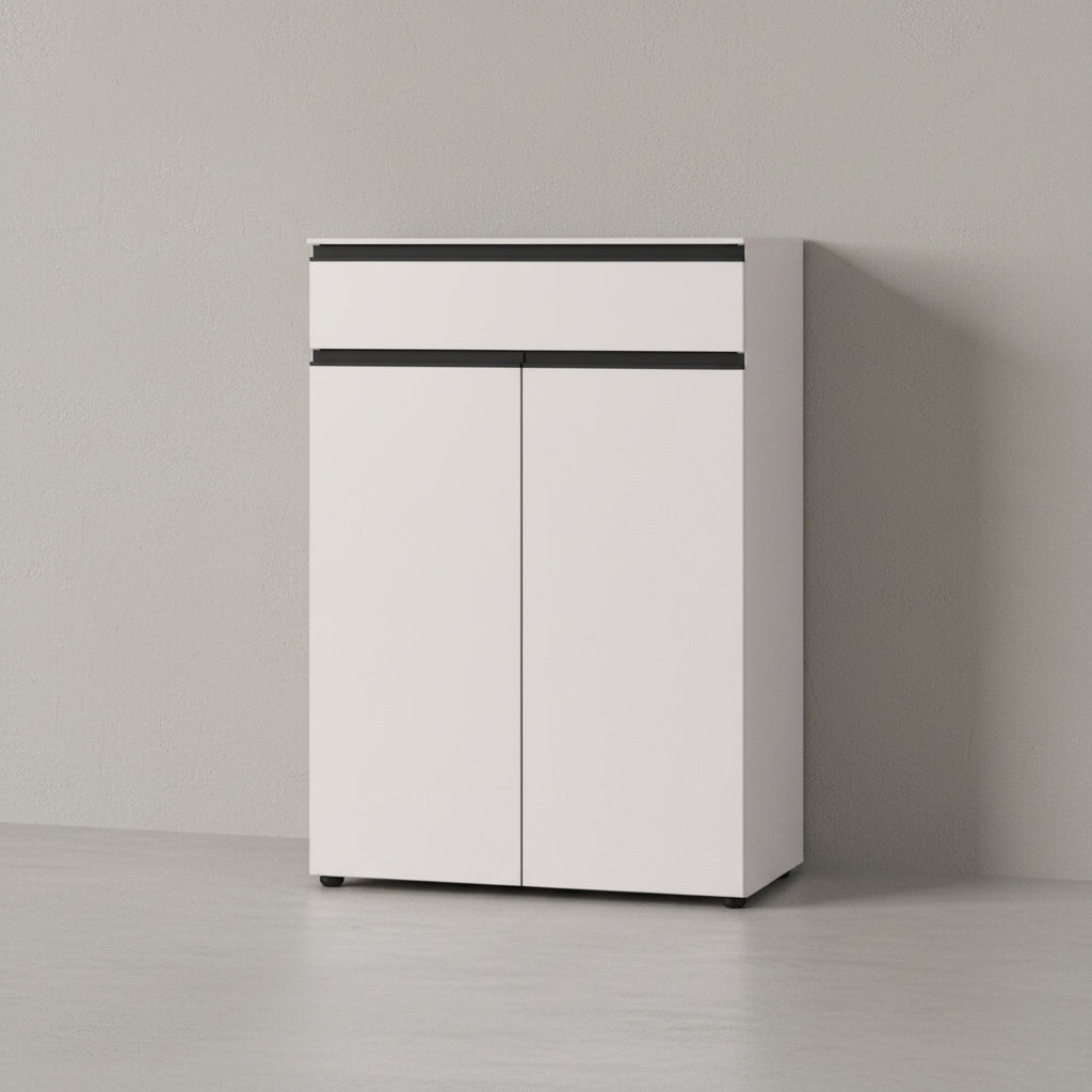 Aktenschrank mit Schublade & Türen Soft-Close | 80x120x40 cm | Greige matt | Büroschrank Made in Germany | Büromöbel "Stuttgart" Kadima Design_