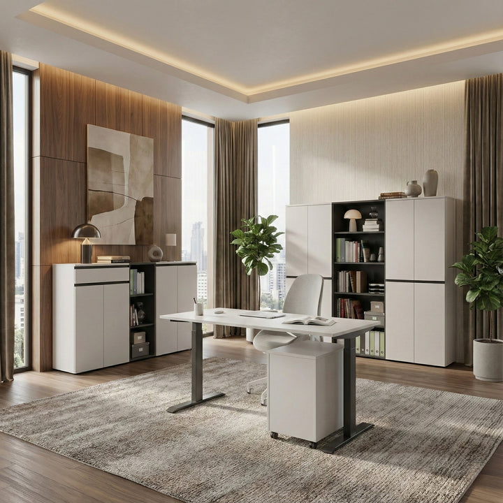 Aktenschrank mit Schublade &amp;amp; Türen Soft-Close Büroschrank_