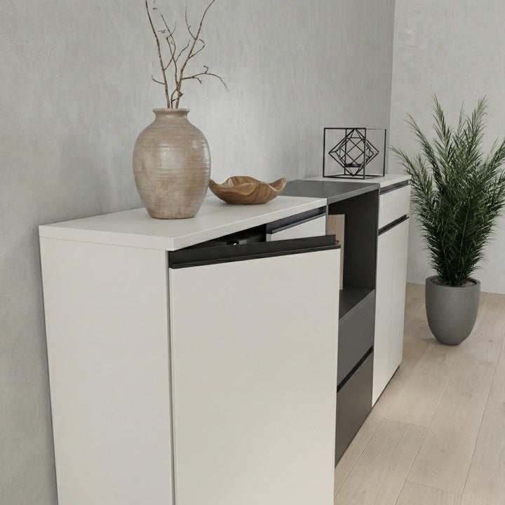 Aktenschrank mit Schublade &amp;amp; Türen Soft-Close | 81x120x40 cm | Greige matt | Büroschrank Made in Germany | Büromöbel &amp;quot;Stuttgart&amp;quot; Kadima Design_