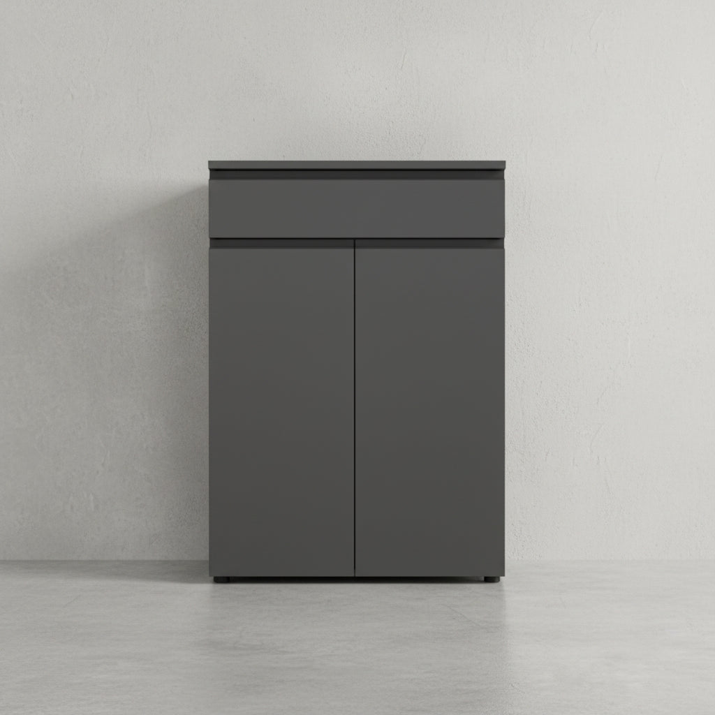 Aktenschrank mit Schublade & Türen Soft-Close | 80x120x40 cm | Graphit matt | Büroschrank Made in Germany | Büromöbel "Stuttgart" Kadima Design_