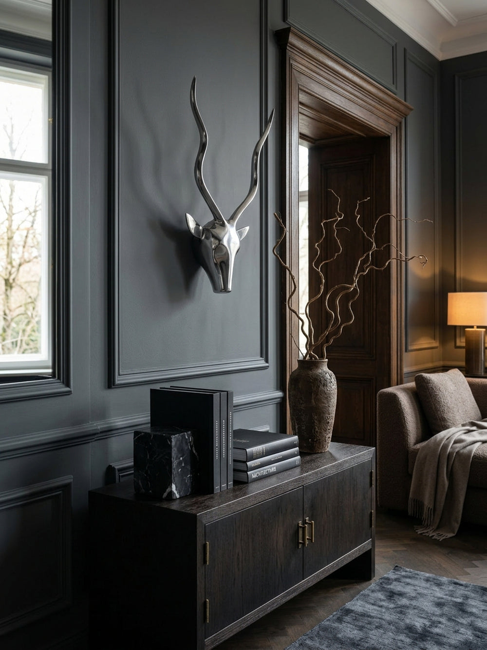 Aluminium Hirschgeweih Wanddekoration_ 33x54x4cm_ Modern und Elegant_ Handgefertigt - KADIMA DESIGN_Größe_ 33x4x54 cm_