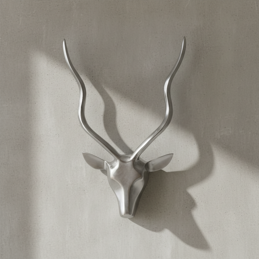 Aluminium Hirschgeweih Wanddekoration_ 33x54x4cm_ Modern und Elegant_ Handgefertigt - KADIMA DESIGN_Größe_ 33x4x54 cm_
