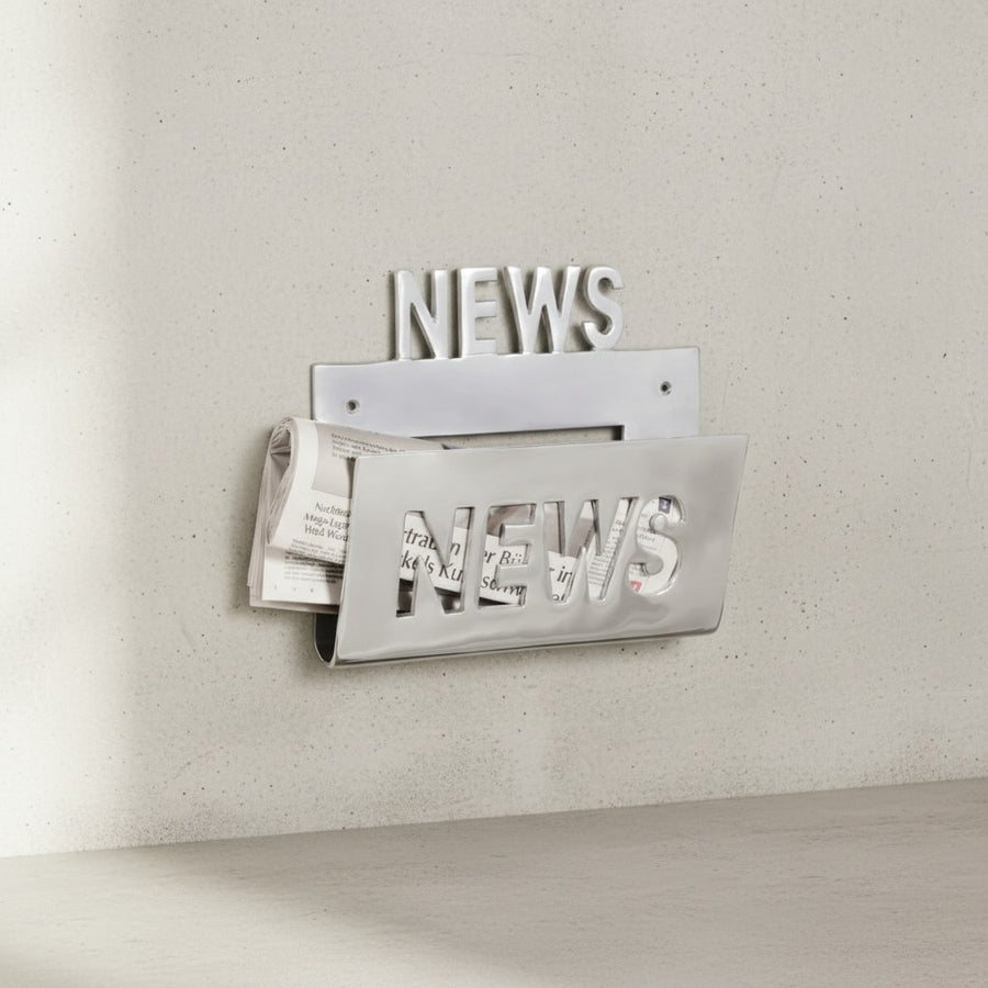 Aluminium Zeitungshalter &quot;News&quot;_ stilvolles Wandelement_ 30x27 cm_ großes Ablagefach_ optisch ansprechend und praktisch - KADIMA DESIGN_Größe_ 30x4x27 cm_