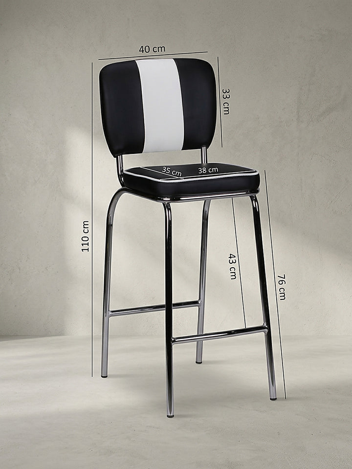 Barhocker Kunstleder schwarz Seitenansicht 40x38x110 cm schlankes Profil_