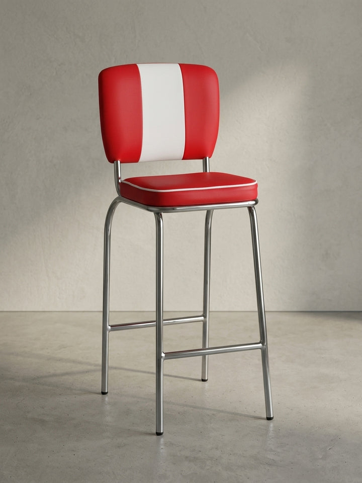 Barhocker Kunstleder weiß 40x38x110 cm mit Polsterung für Offene Luxusküche mit Bar-Insel Design Möbel modern hochwertig stilvoll robust langlebig Wohnen Einrichtung Interior Zuhause_