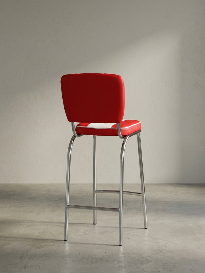 Barhocker aus Kunstleder weiß 40x38x110 cm mit Polsterung Design Möbel Einrichtung modern stilvoll robust hochwertig Premium Offene Luxusküche mit Bar-Insel Wohnen Interior Zuhause_