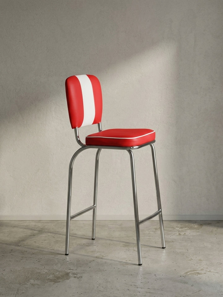 Barhocker Kunstleder weiß Design modern mit Polsterung 40x38x110 cm Möbel Einrichtung Offene Luxusküche mit Bar-Insel stilvoll zeitgenössisch elegant Wohnen Interior Zuhause Wohnzimmer_