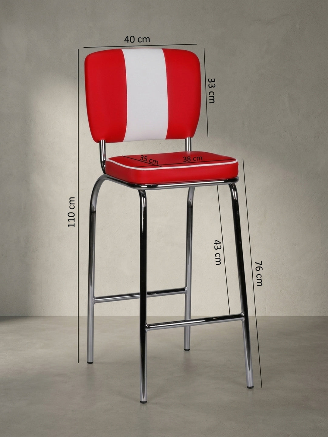 Barhocker 40x38x110 cm Kunstleder weiß mit Polsterung Möbel Design Wohnzimmer Esszimmer Schlafzimmer modern hochwertig elegant Offene Luxusküche mit Bar-Insel Wohnen Einrichtung Interior_