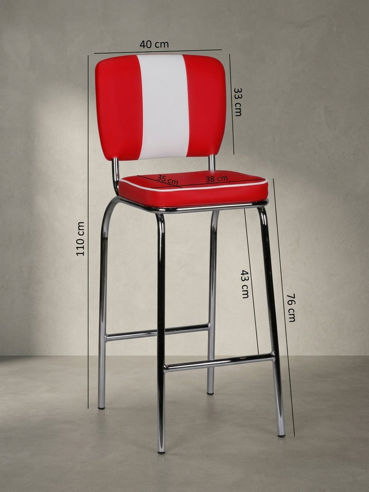 Barhocker 40x38x110 cm Kunstleder weiß mit Polsterung Möbel Design Wohnzimmer Esszimmer Schlafzimmer modern hochwertig elegant Offene Luxusküche mit Bar-Insel Wohnen Einrichtung Interior_