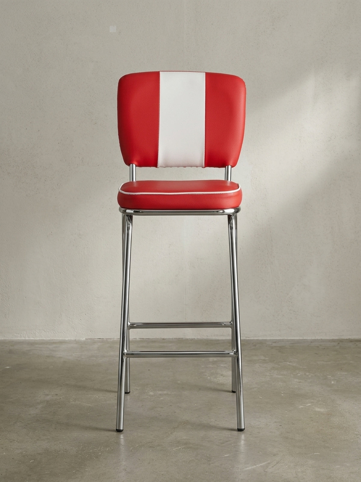 Barhocker aus pflegeleichtem Kunstleder weiß mit Polsterung 40x38x110 cm Design Möbel Premium Qualität modern Offene Luxusküche mit Bar-Insel Einrichtung stilvoll Wohnen Interior Zuhause_