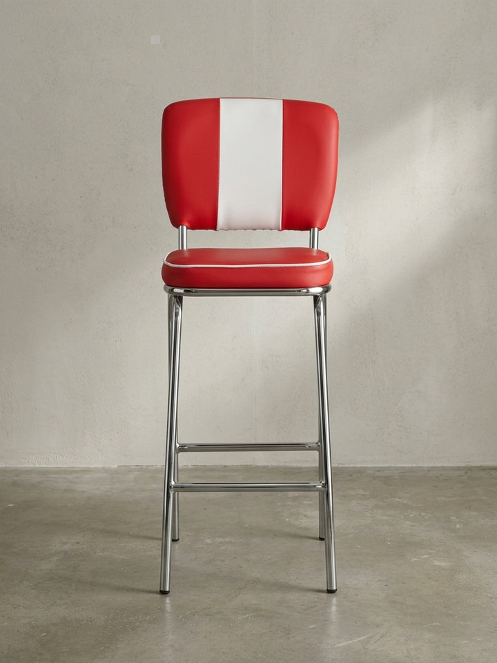 Barhocker aus pflegeleichtem Kunstleder weiß mit Polsterung 40x38x110 cm Design Möbel Premium Qualität modern Offene Luxusküche mit Bar-Insel Einrichtung stilvoll Wohnen Interior Zuhause_