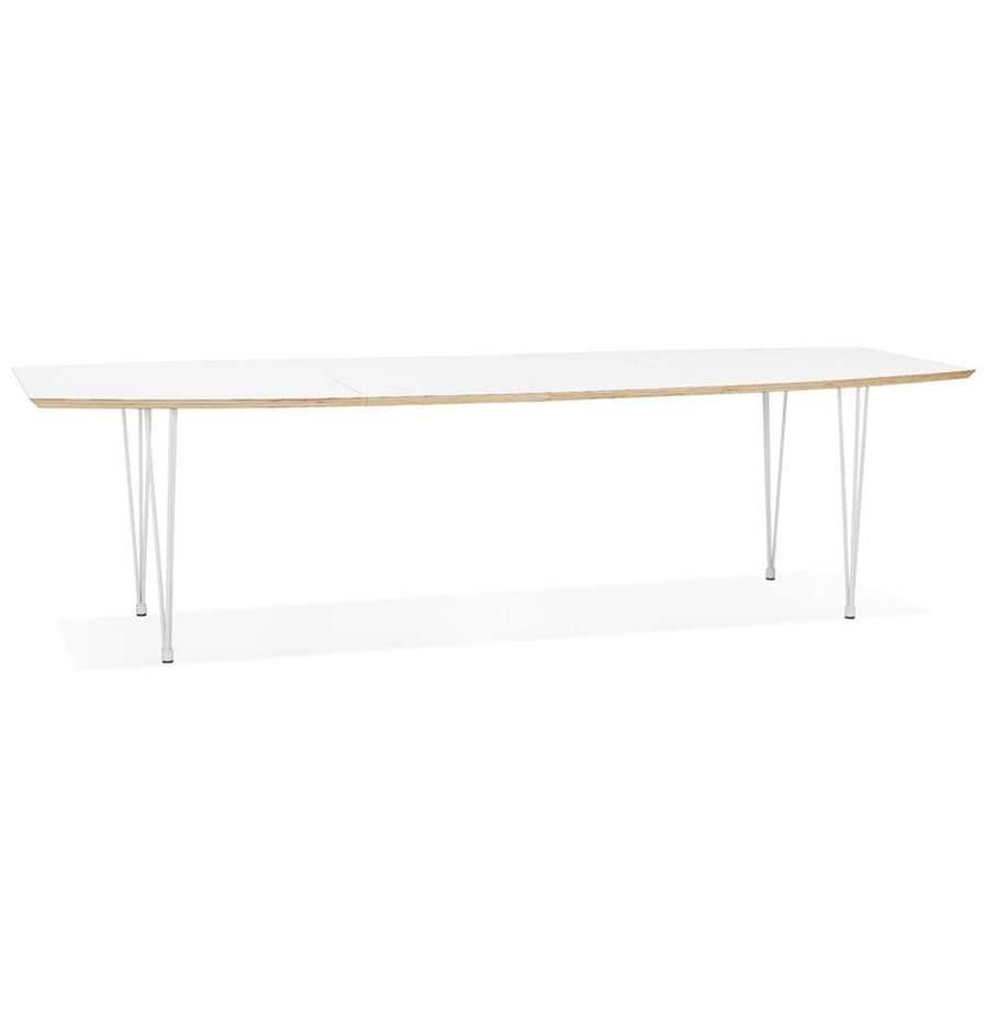 PERIXA ausziehbarer Esstisch - Weiße Holzplatte mit weißen HaarnadelbeinModerner Designertisch von Kadima - Erweiterbar von 170 auf 270 cm_