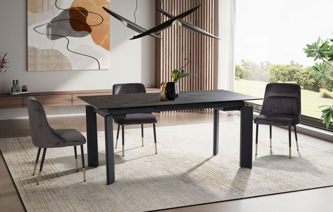 Designer Ausziehtisch schwarz mit Keramik-Glasplatte - extrabreite 95 cm für Loft-Ambiente von Kadima Design_