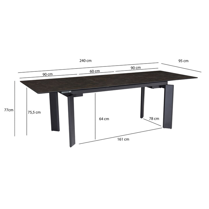 Industrial Esstisch mit schwarzer Steinoptik-Platte - ausziehbar für große Dinner von Kadima Design_