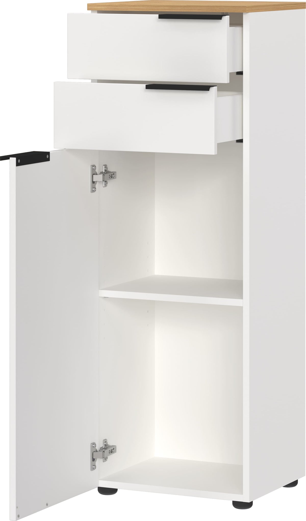 Bad-Schrank mit Schubladen_ 39x34x111_ mit Dämpfung_ Weiß-Beige - TAHO-Serie von Kadima Kollektion_Größe_ 39x34x111 cm_