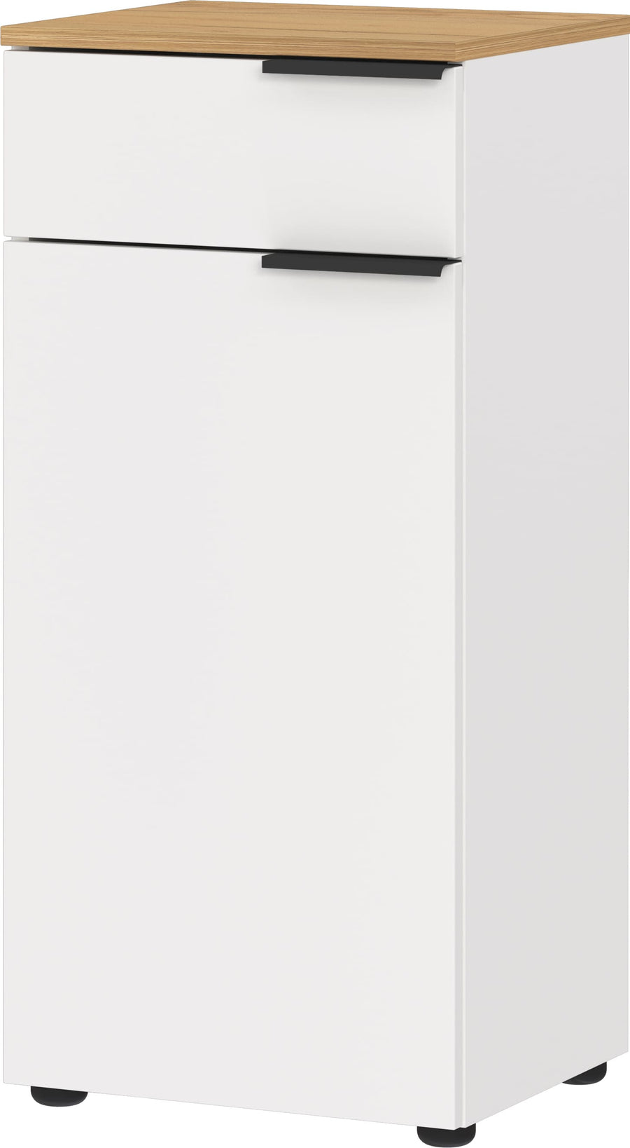 Badezimmer-Schrank mit Dämpfungsfunktion in Weiß-Beige_ Eiche-Optik_ 39x34x85_ TAHO-Serie von Kadima Design_Größe_ 39x34x85 cm_#sku_BARK6005_633#