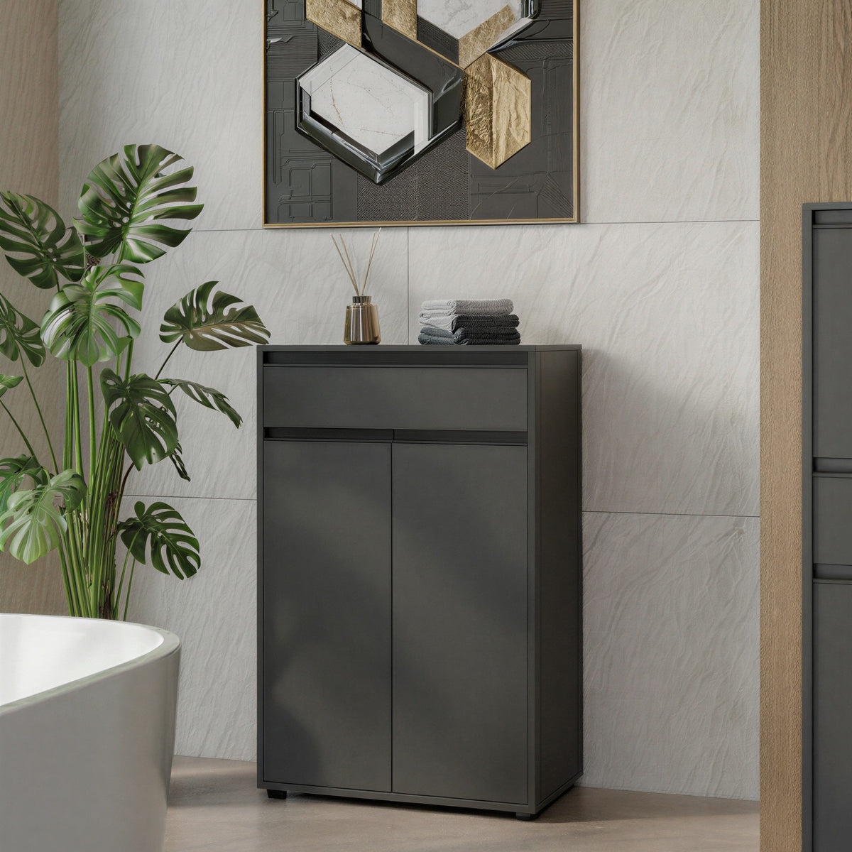 Badkommode HAMBURG - Soft-Close & Matt-Optik Badschrank_
