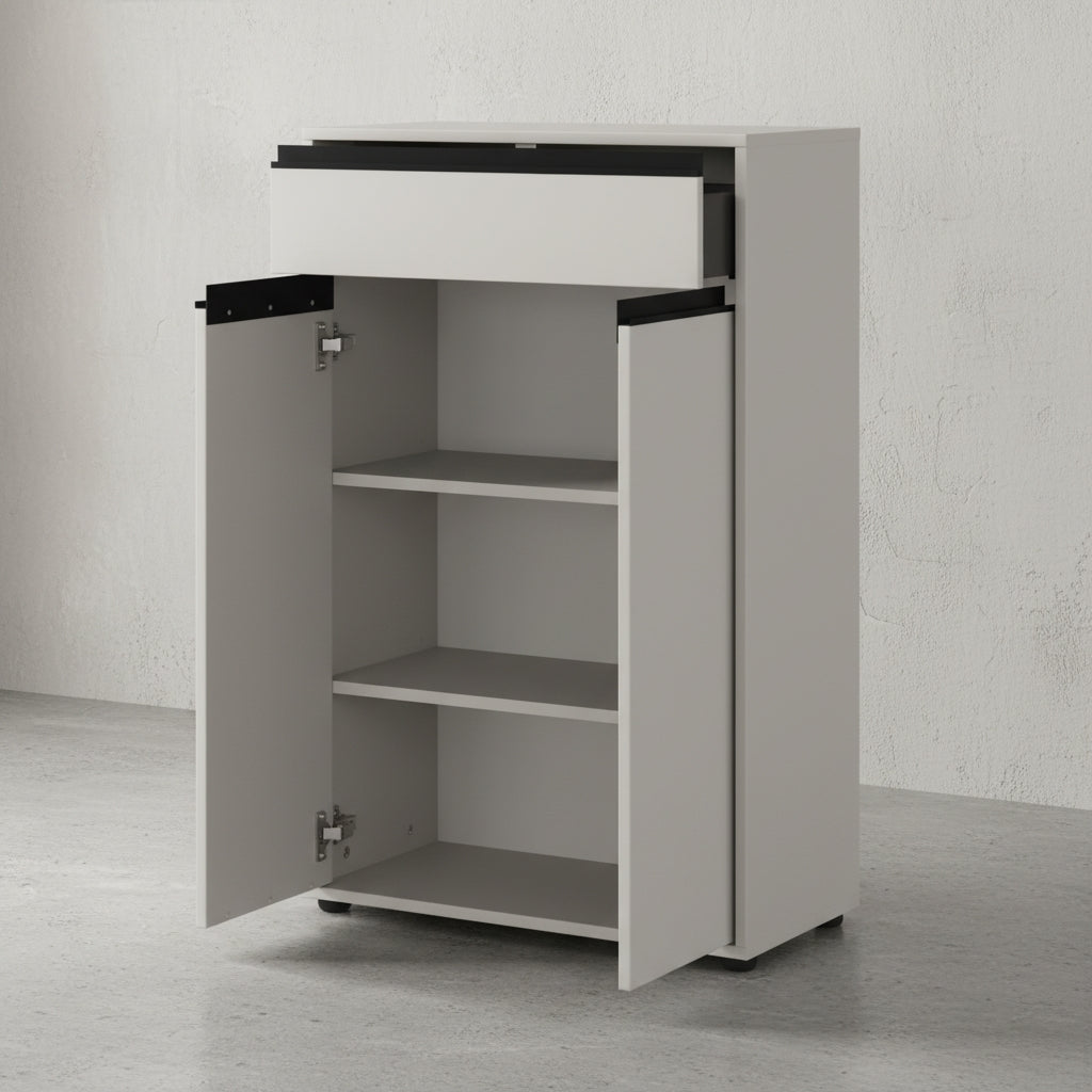 Badkommode HAMBURG | 63x98x34 cm | Steingrau | Soft-Close Dämpfung | Melaminharzbeschichtung | Badschrank stehend | Kadima Design_