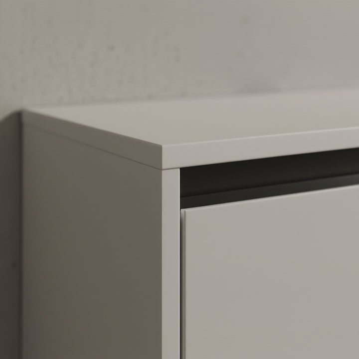 Badmöbel Set 4-tlg Soft-Close | Runder Spiegel - Hochschrank - Unterschrank - Midischrank | Steingrau matt | Serie HAMBURG Kadima Design_