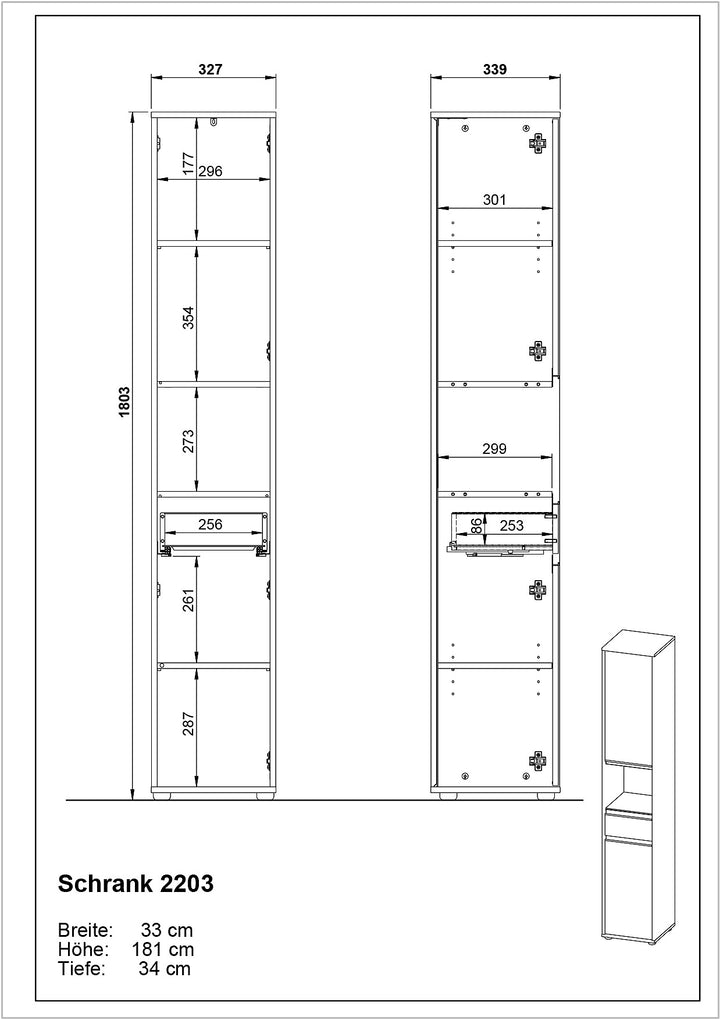 Badmöbel-Set HAMBURG 5-teilig XXL | Hochschrank - Unterschrank - Midischrank - Badkommode - Runder Spiegel | Soft-Close &amp;amp; Matt | Steingrau_